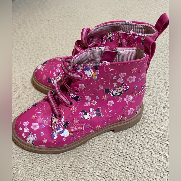Disney Pink Floral Mini Mouse bows and floral Boots size 9 - Picture 3 of 8
